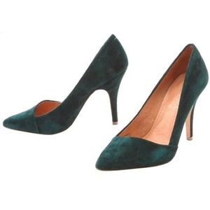 Madewell Mira Suede Leather Emerald Green Heels